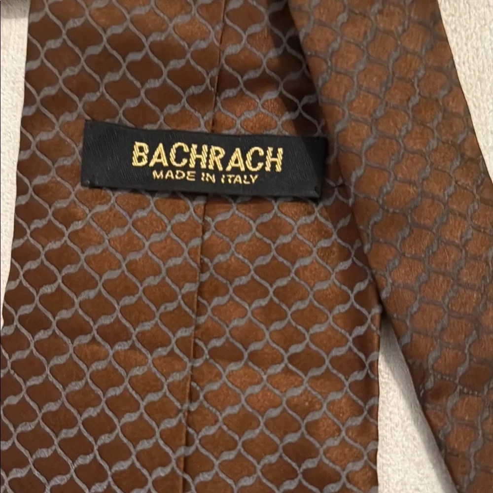 Bachrach Brown Textured Silk Tie made in‎ Italy